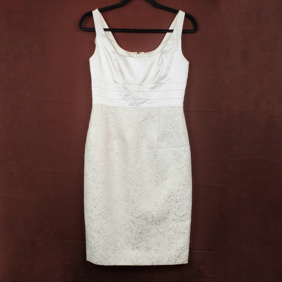 ADRIANNA PAPELL Ivory Gold Brocade Sheath Dress 2P - Picture 6 of 15